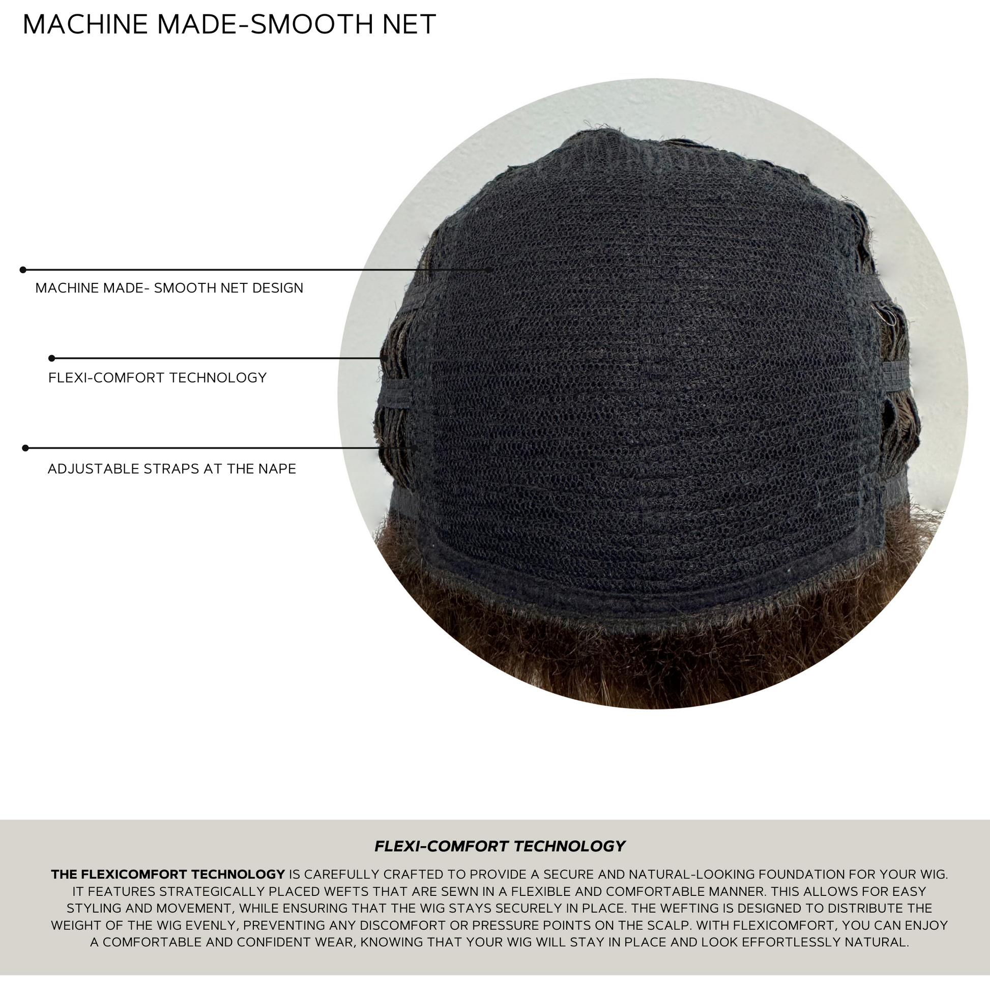 Aderans Machine Made cap inside construction