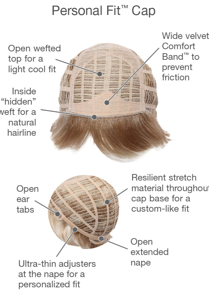 Cheer wig by Gabor inside cap construction