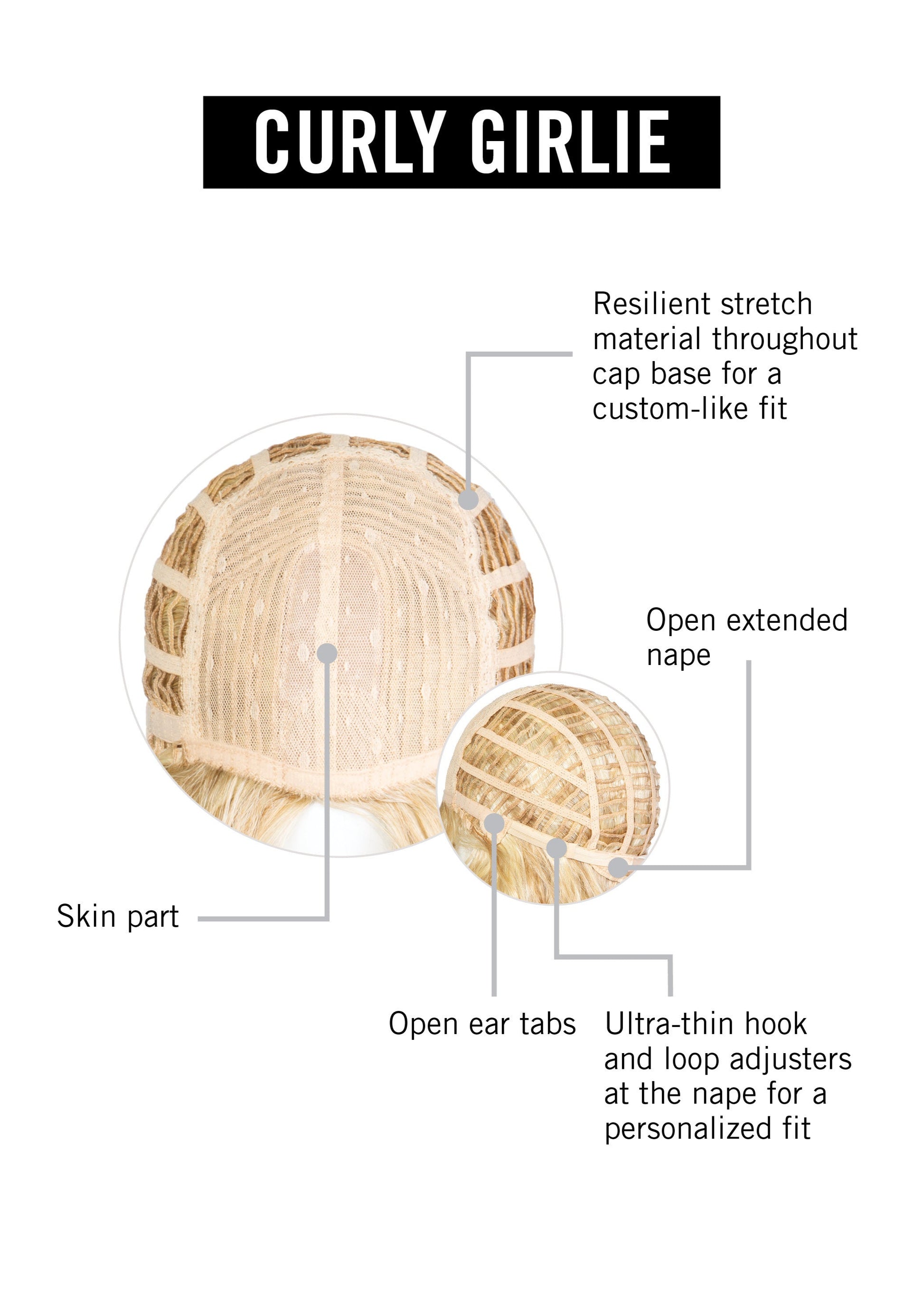 Curly Girlie wig by Hairdo inside cap construction