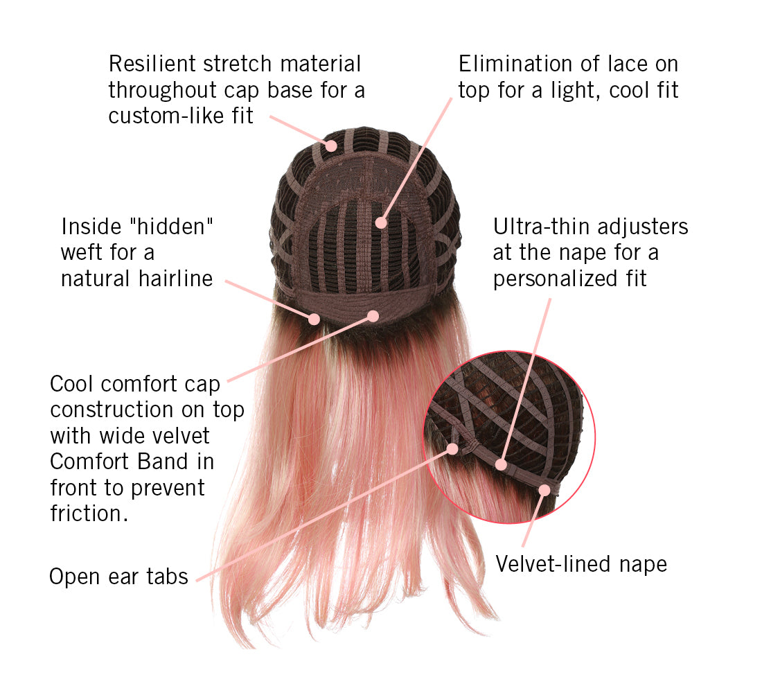 Pinky Promise wig by Hairdo inside cap construction