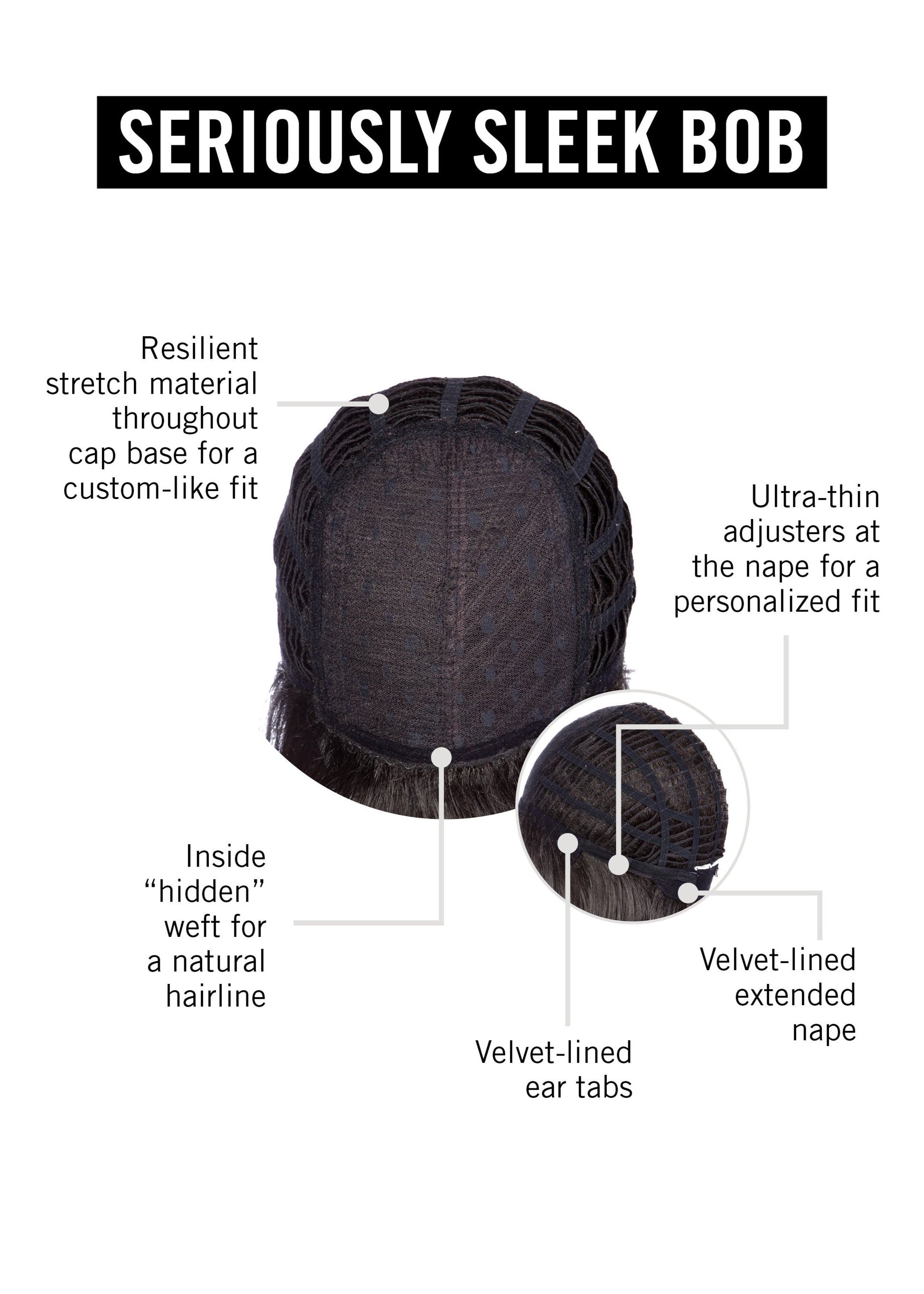 Seriously Sleek Bob wig by Hairdo inside cap construction