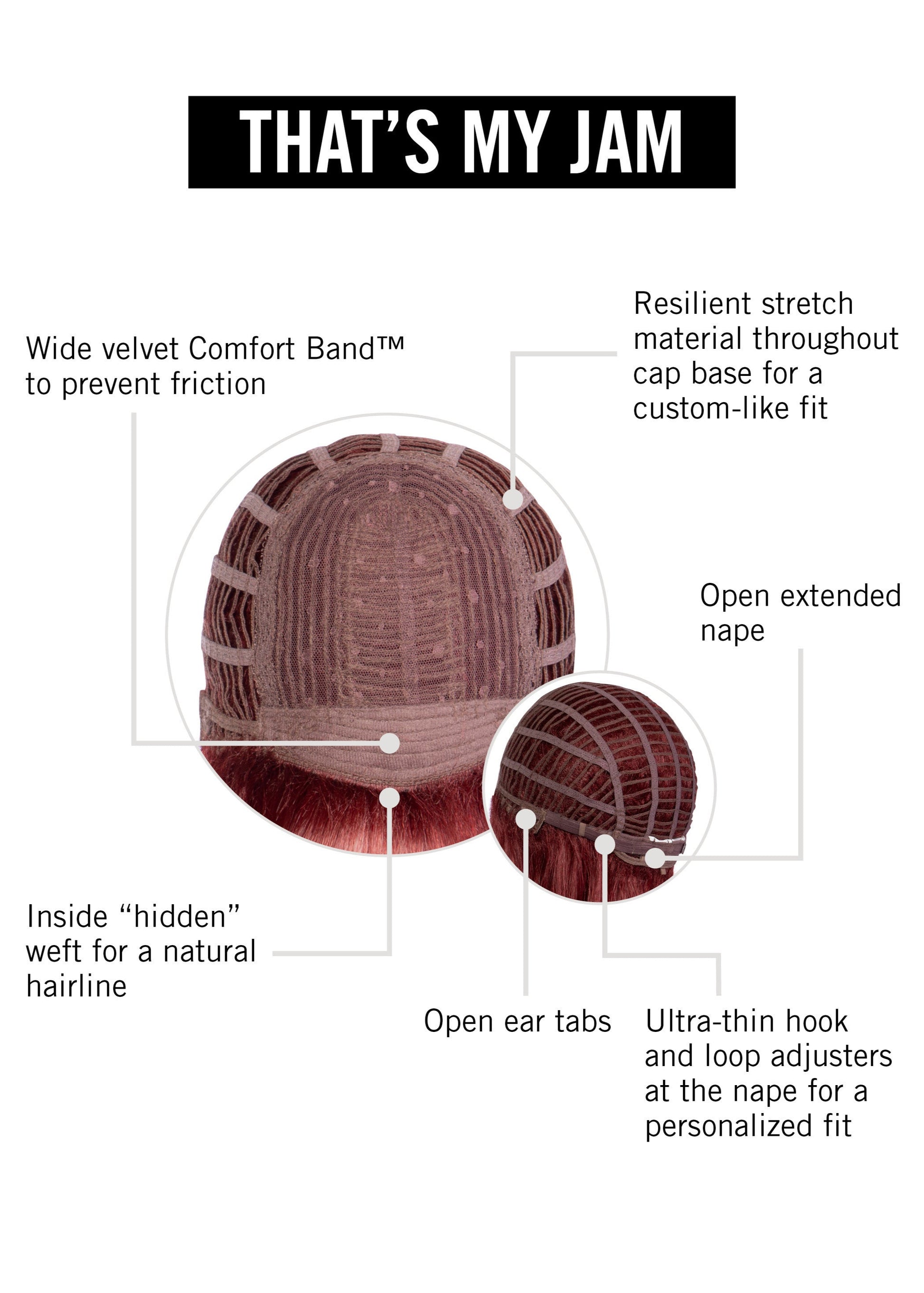 That's My Jam Hairdo heat friendly long wig cap construction