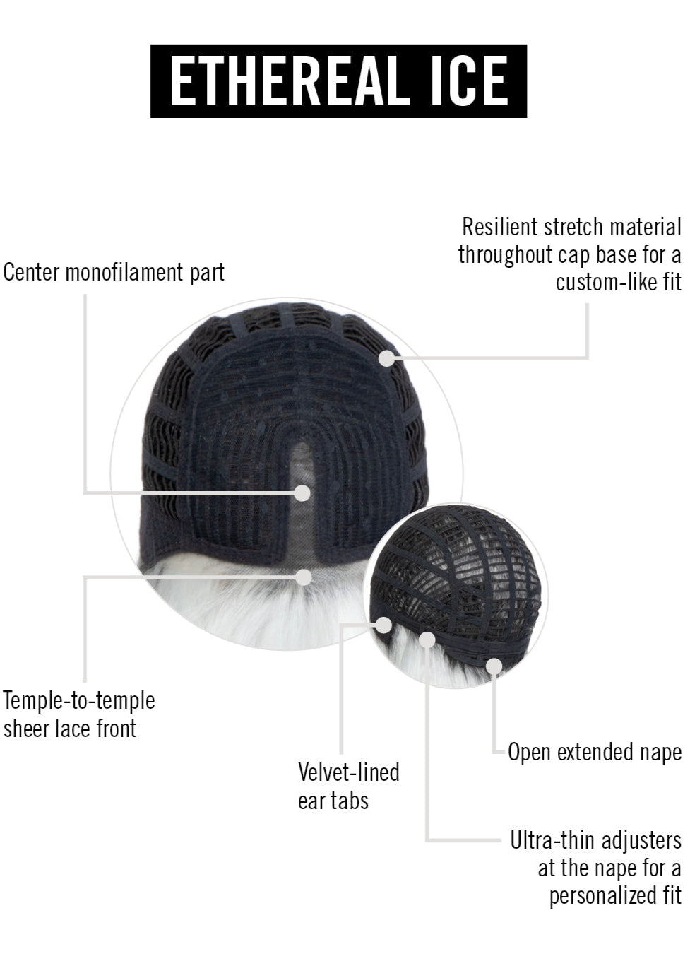 Ethereal Ice by Hairdo lace front mono part inside cap construction