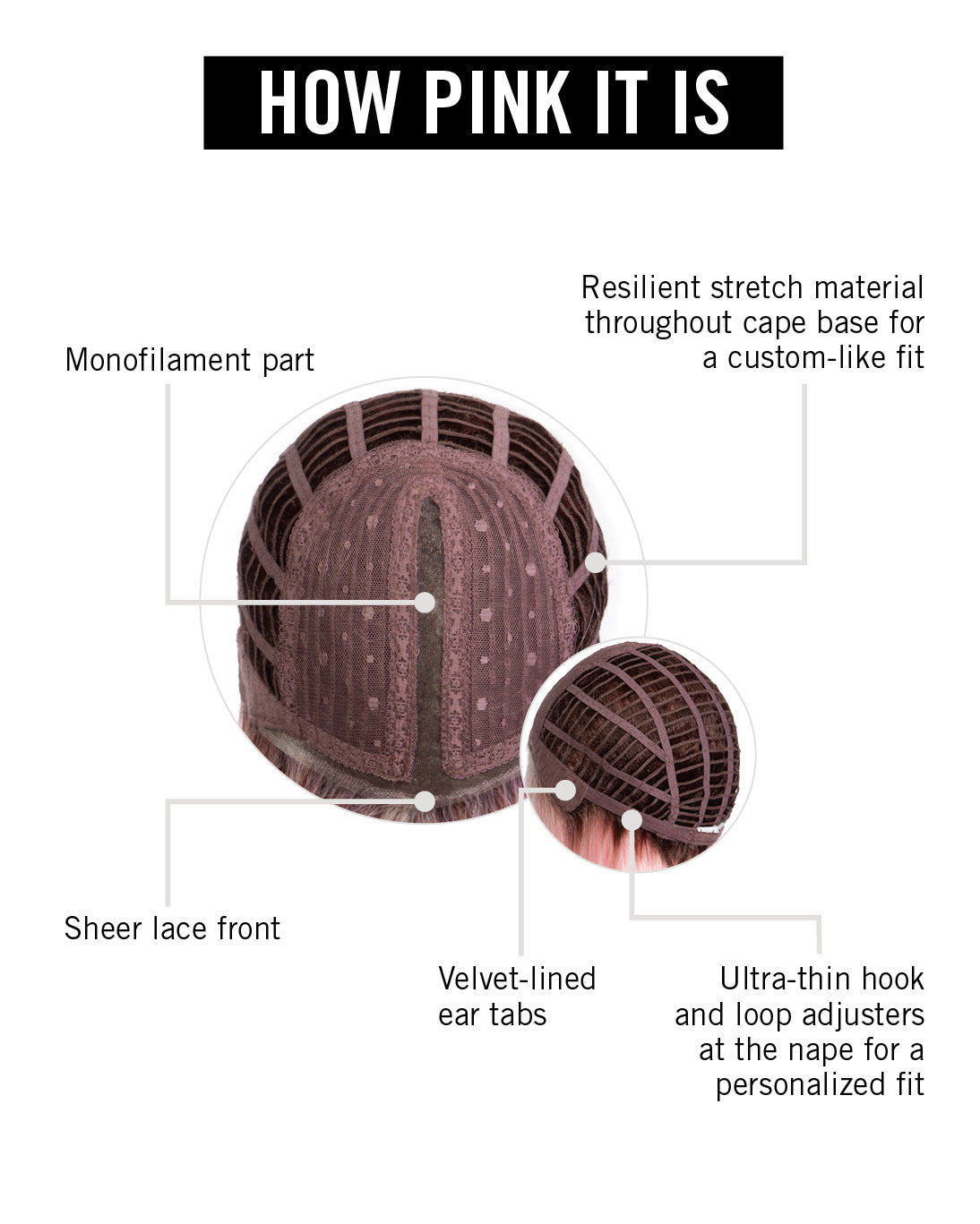 How Pink It Is wig by Hairdo inside cap construction