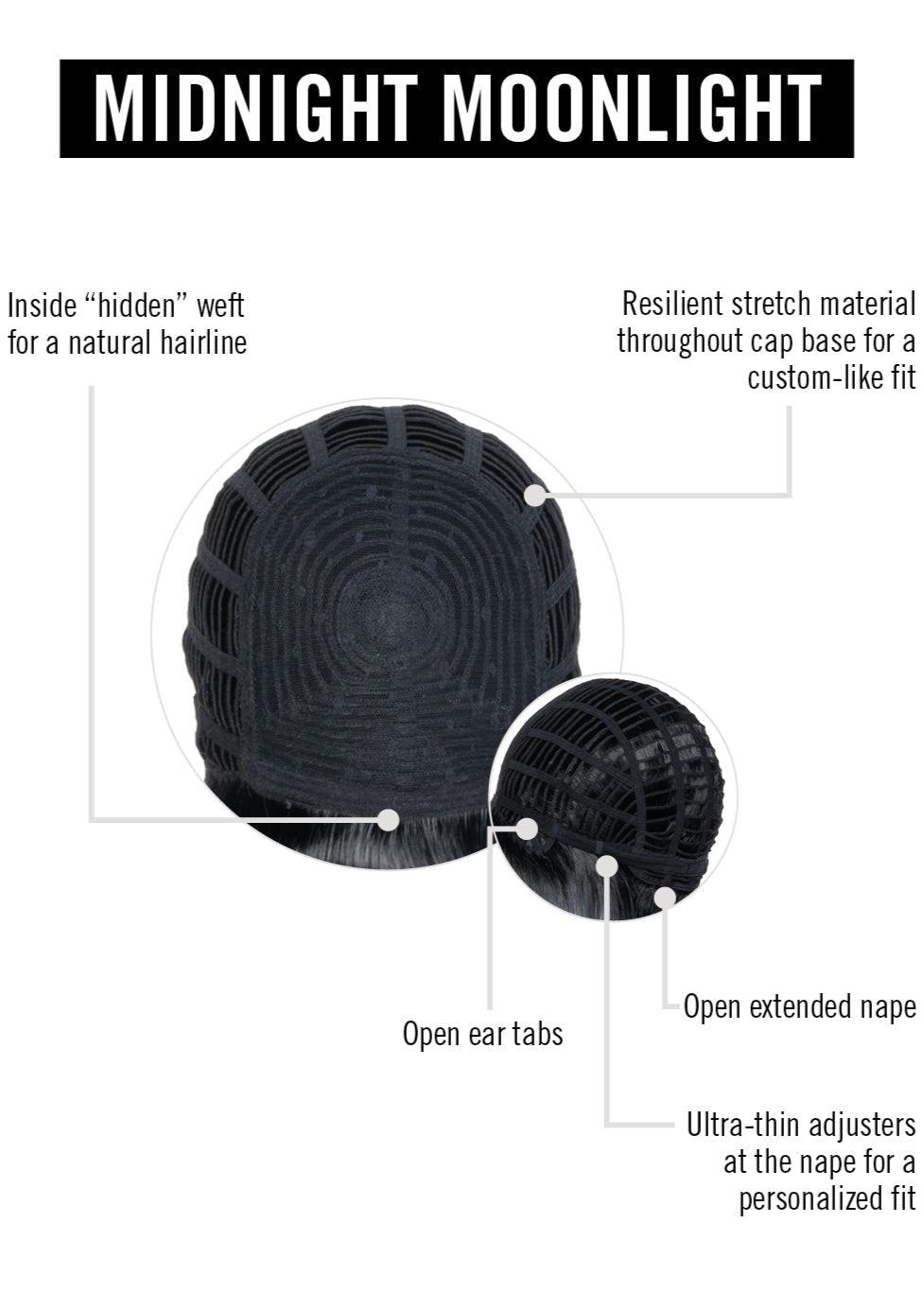 Midnight Moonlight by Hairdo inside cap construction