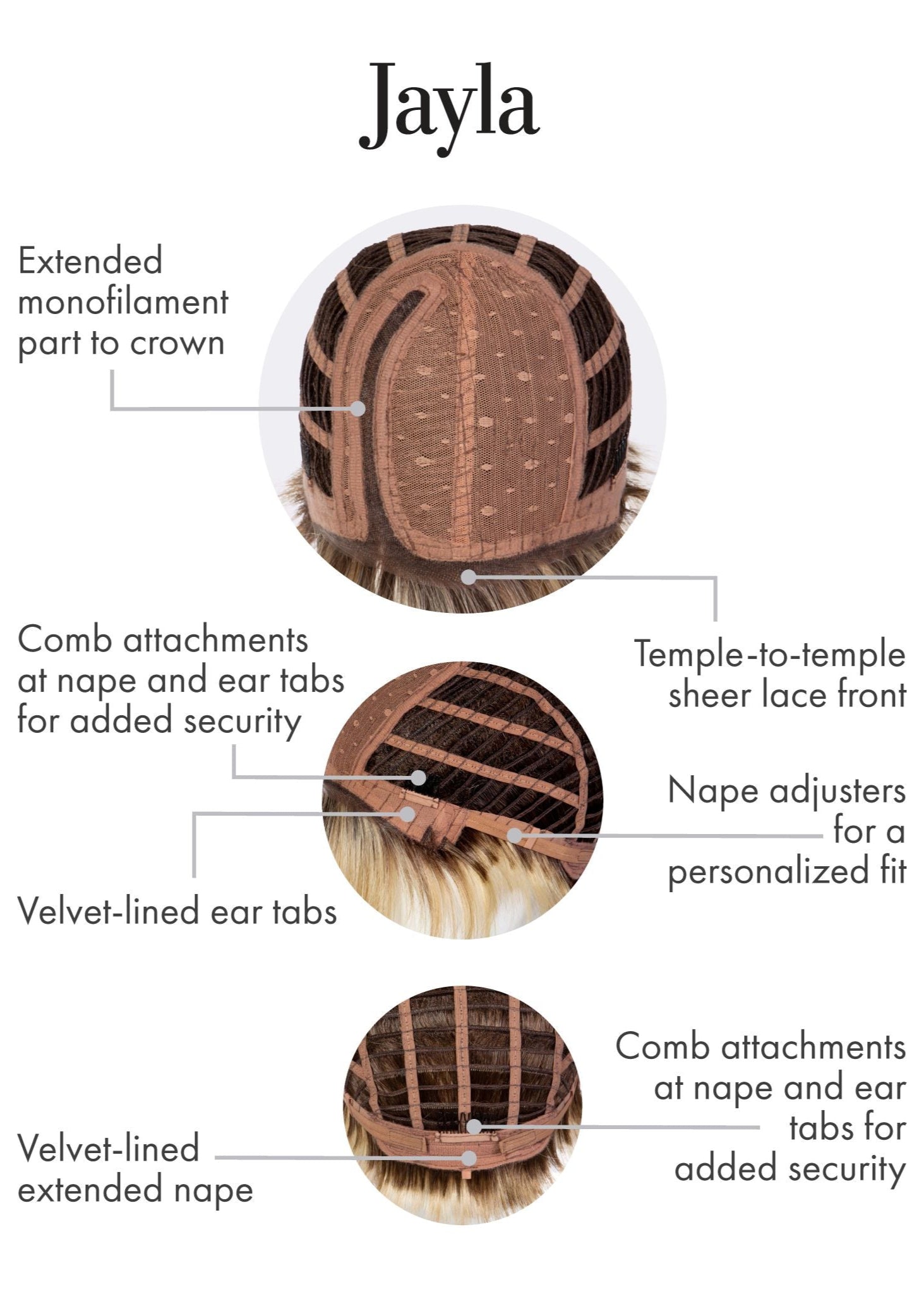 Jayla wig Kim Kimble inside cap construction