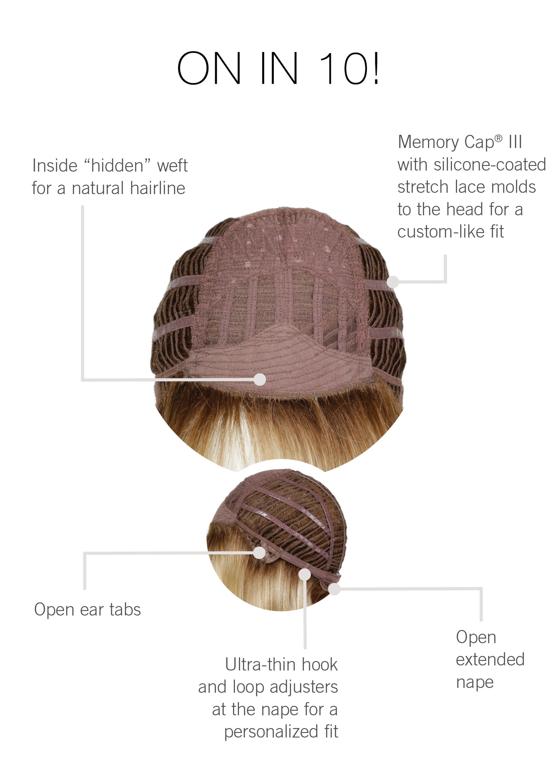 On In 10! by Raquel Welch inside cap construction