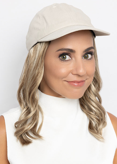 Wavy Hat Beige Henry Margu 14H hat with hair front