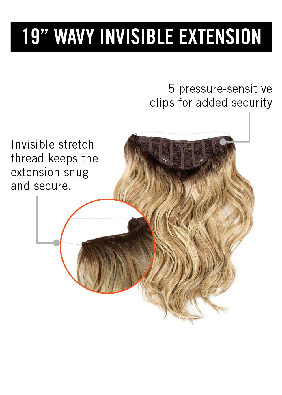 19in Wavy Invisible Extension by Hairdo Construction