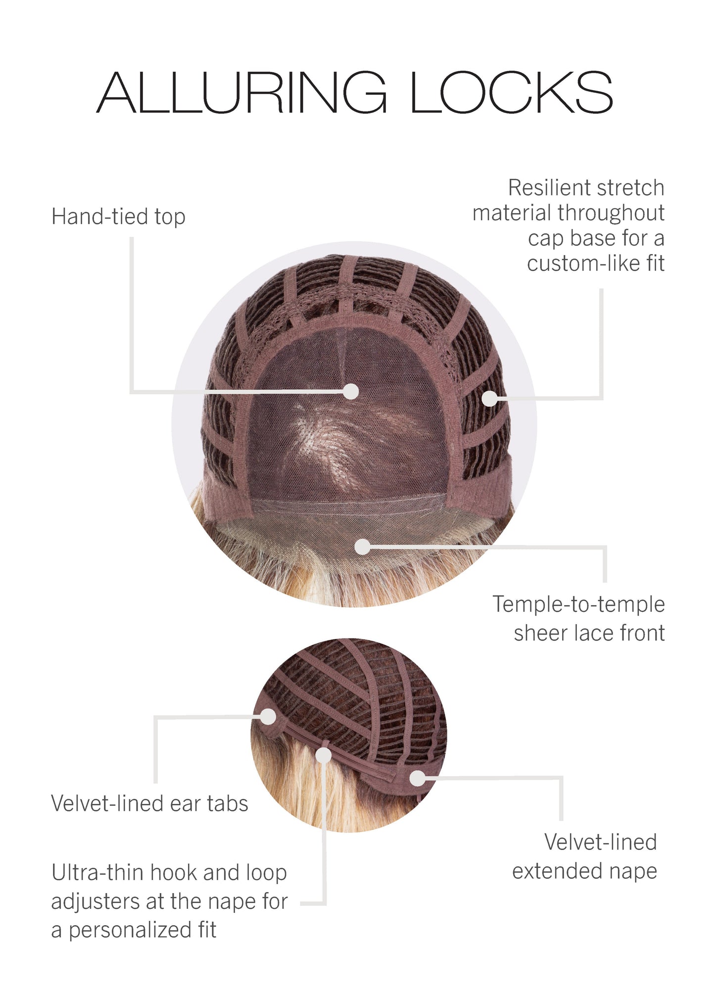 Alluring Locks by Gabor inside cap construction, hand tied, lace front