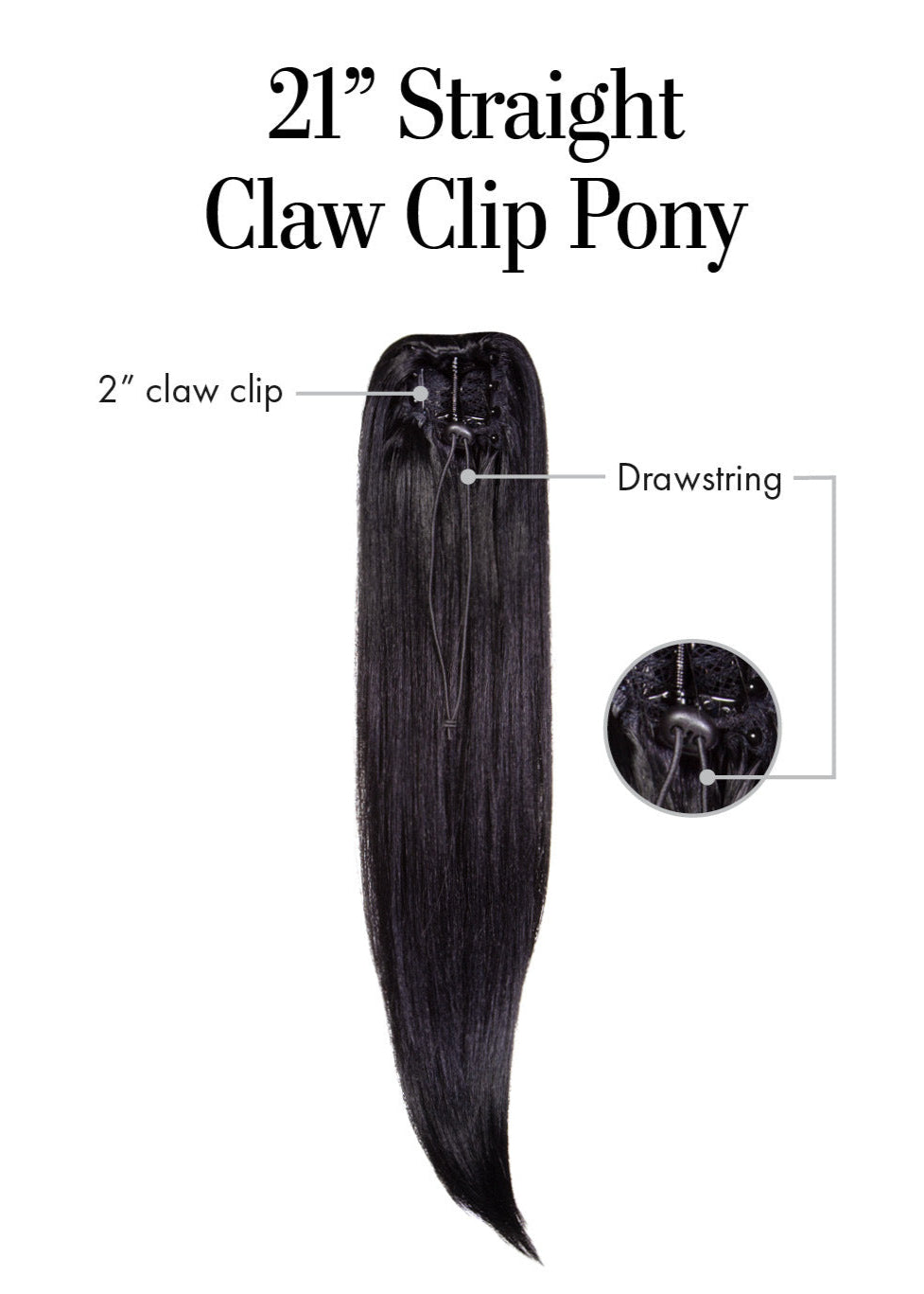 21 inch Straight Claw Clip Pony by Kim Kimble construction