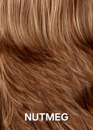 NUTMEG medium brown w gold blonde, strawberry & auburn highlights