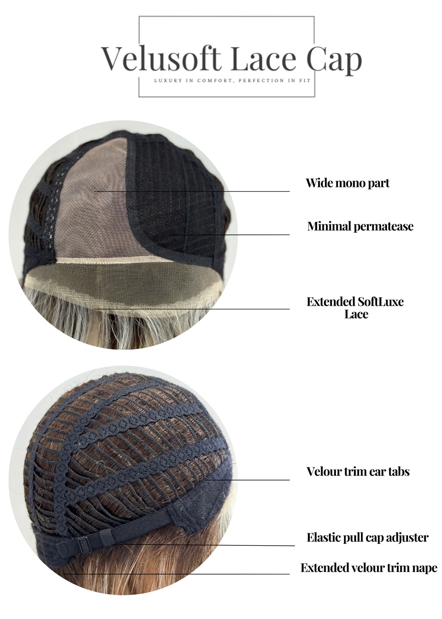 Noriko Velusoft Lace inside cap construction