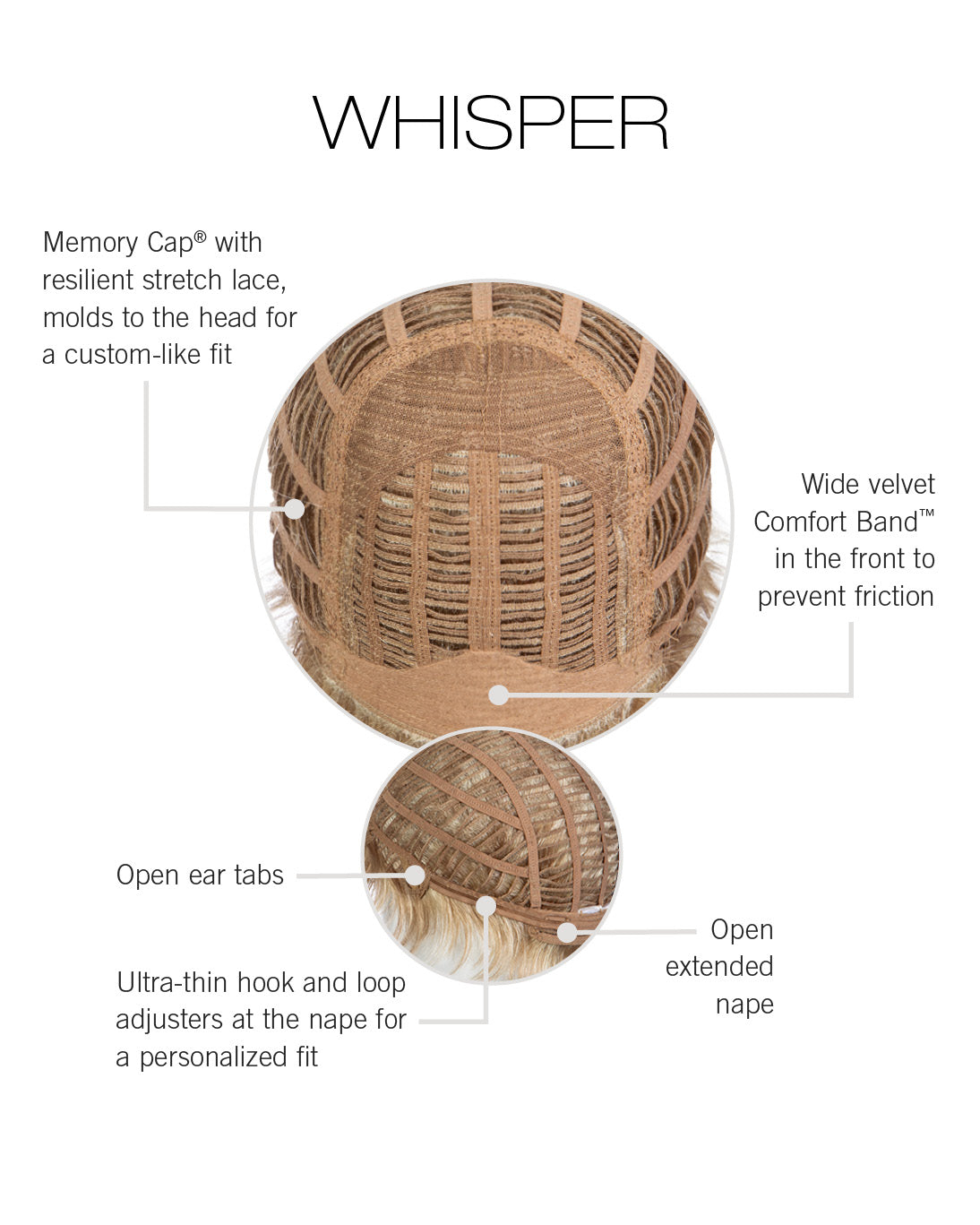 Whisper by Raquel Welch inside cap construction